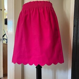 J. Crew Bright Pink A-Line Skirt with Scalloped Edge